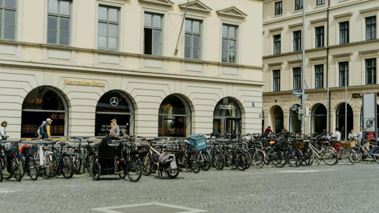 bikes in front of a tenement