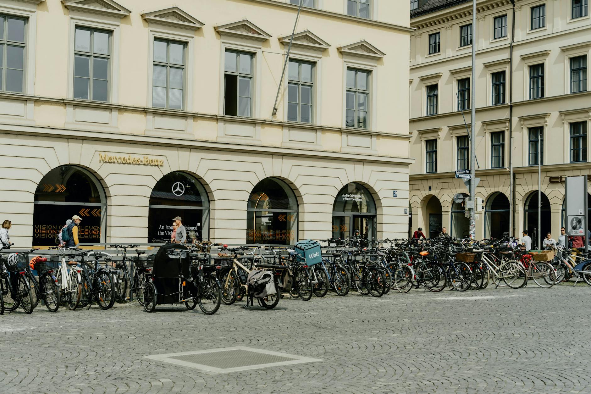 bikes in front of a tenement