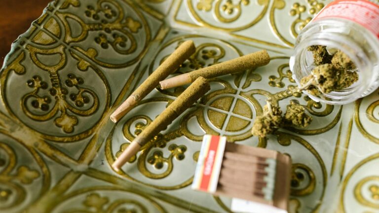 rolled joints in close up shot